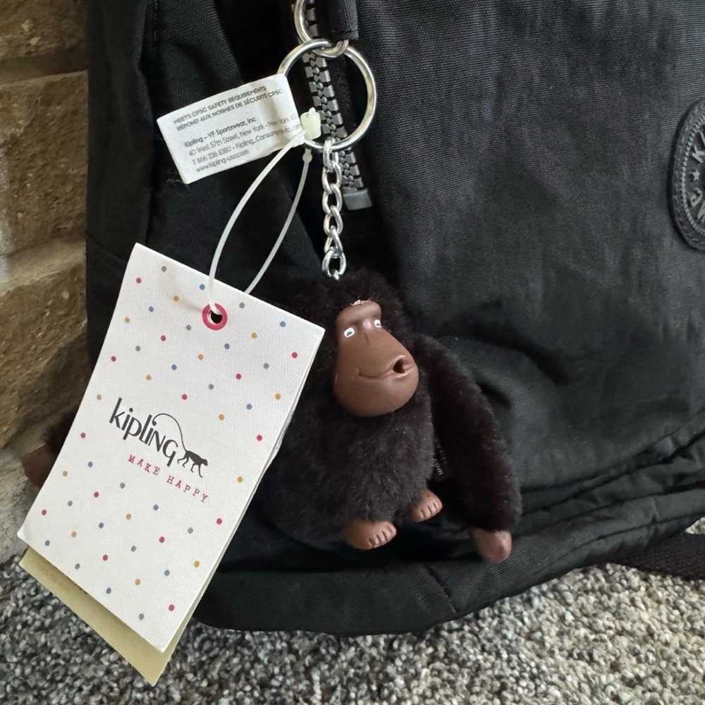 NWT Small Kipling Backpack with Monkey Charm Blac… - image 2